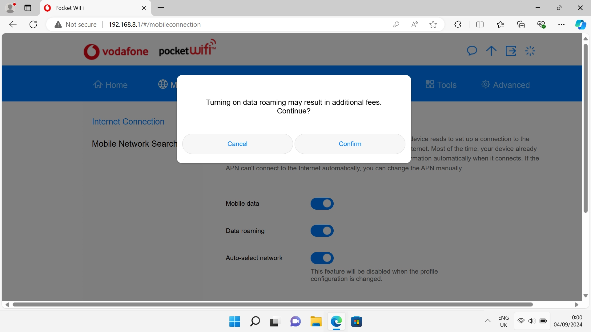Click Confirm.
