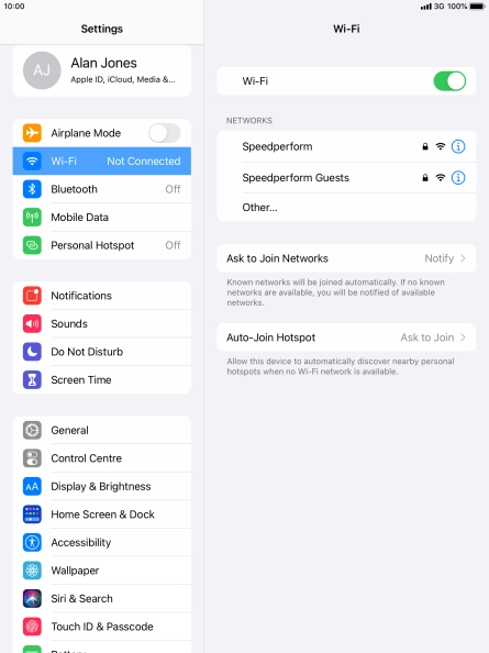 Press the required Wi-Fi network and key in the password for the Wi-Fi network.