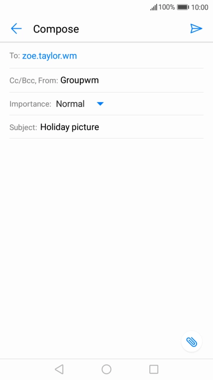 Press the text input field and write the text for your email message. Press the text input field and write the text for your email message.