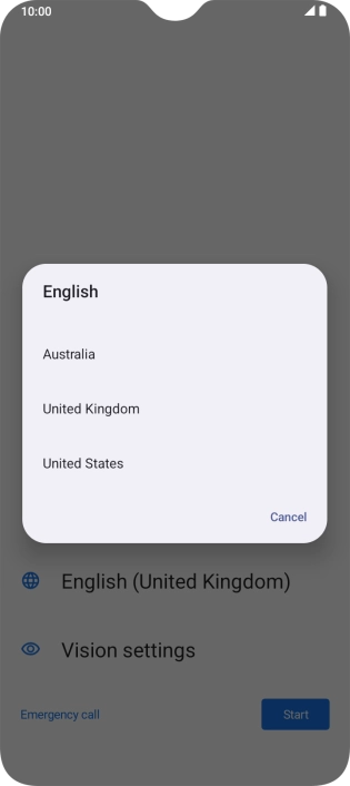 Press the required country or area. Press the required country or area.