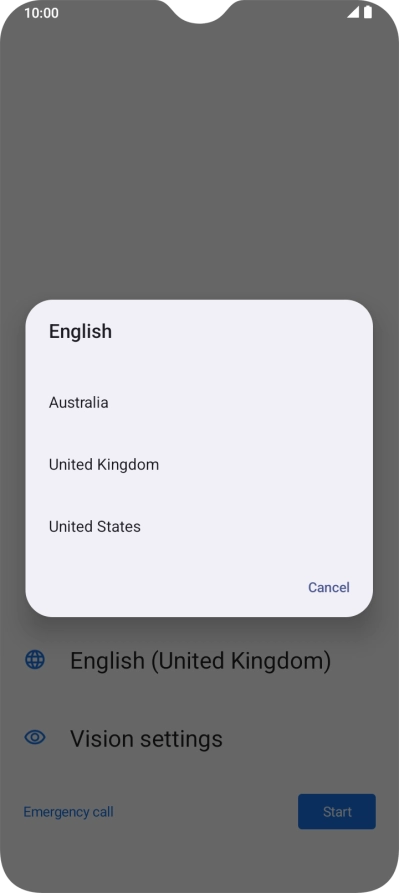 Press the required country or area. Press the required country or area.