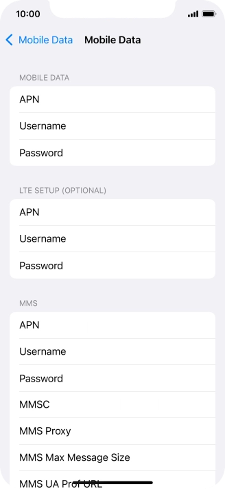 Press APN and key in live.vodafone.com.