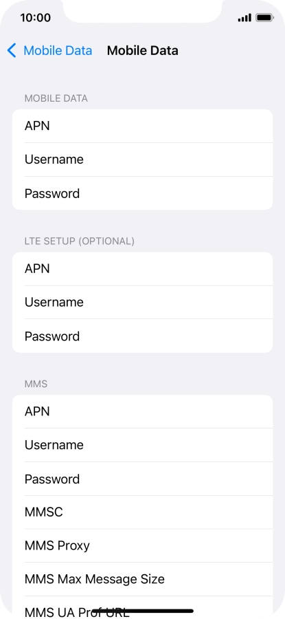 Press APN and key in live.vodafone.com.