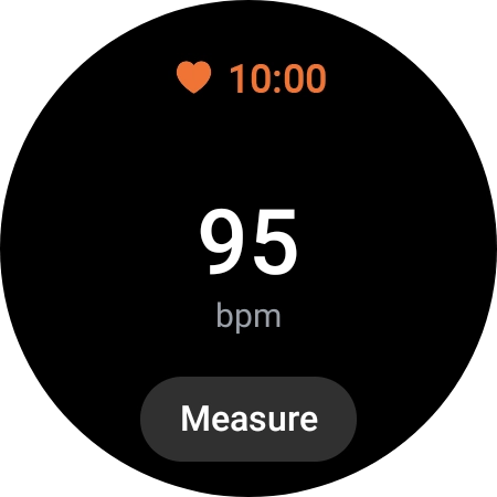 Press Measure and wait while your smartwatch measures your heart rate. Press Measure and wait while your smartwatch measures your heart rate.