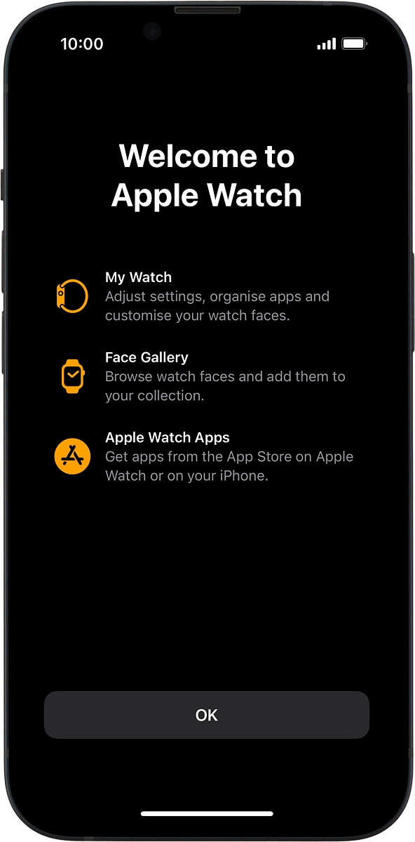 On your phone: Wait a moment while the activation of your Apple Watch is completed and press OK.