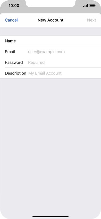 Press Email and key in your email address.