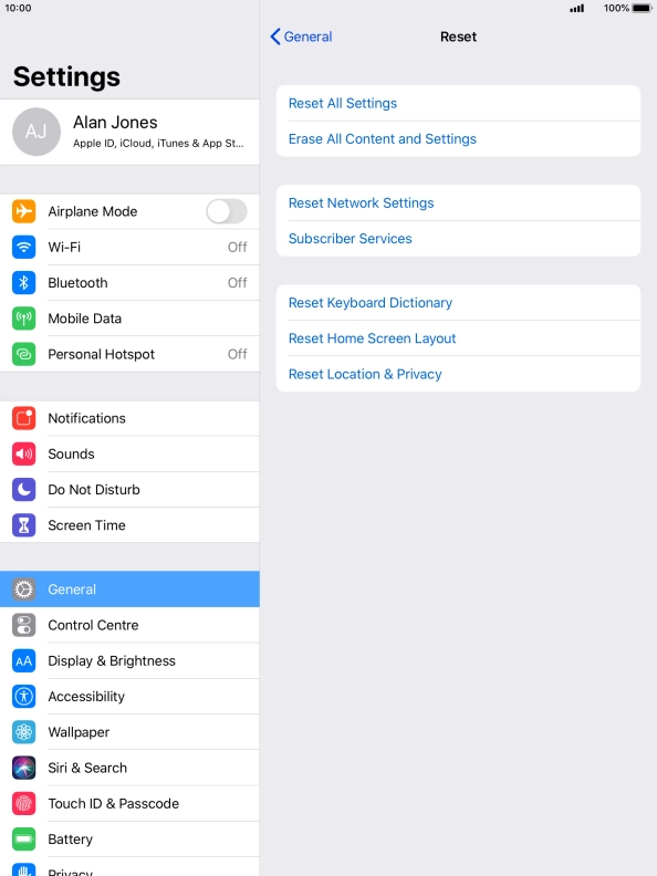 Press Reset All Settings.