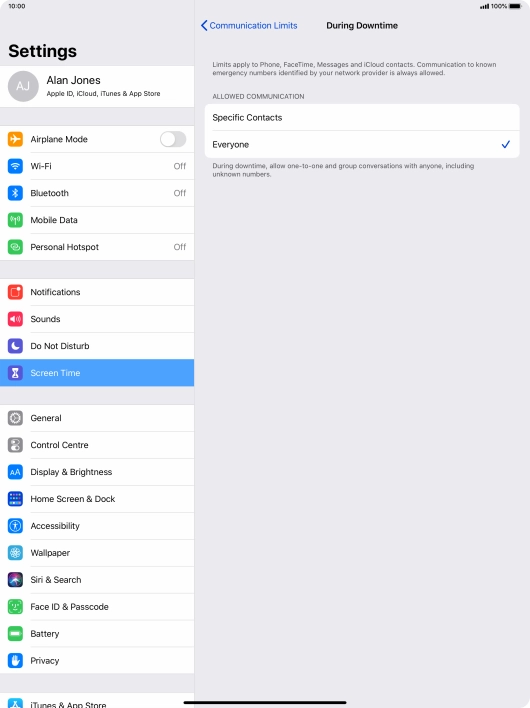 Press the required setting. Press the required setting.