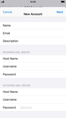Press Password and key in the password for your email account. Please note that if you're using Vodafone's outgoing server, leave the password field empty. Press Password and key in the password for your email account. Please note that if you're using Vodafone's outgoing server, leave the password field empty.
