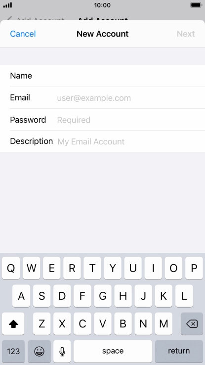 Press Email and key in your email address.