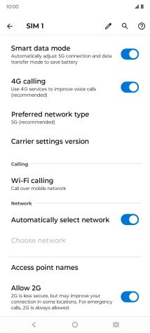 Press Preferred network type.