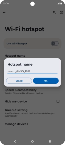 Key in the required Wi-Fi hotspot name and press OK.
