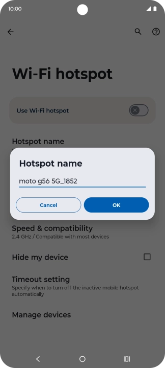 Key in the required Wi-Fi hotspot name and press OK.