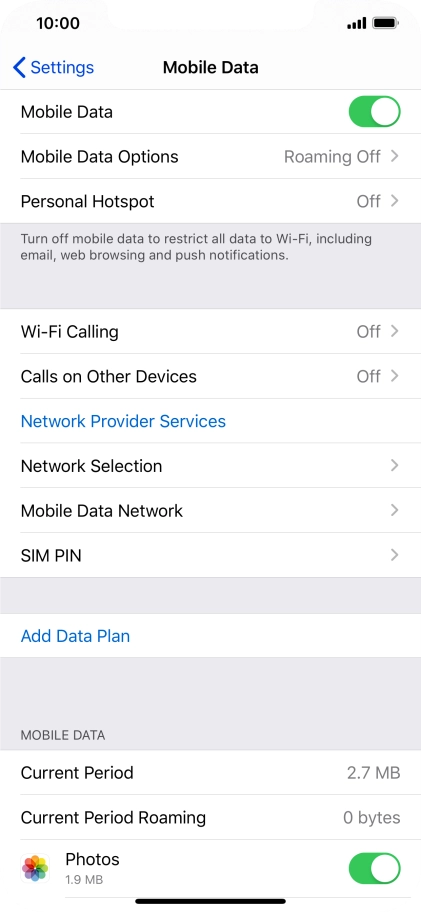 The total data usage is displayed next to Current Period.
