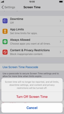 Press Turn Off Screen Time.