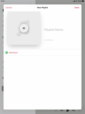 Press the text input field and key in a name for the playlist. Press the text input field and key in a name for the playlist.