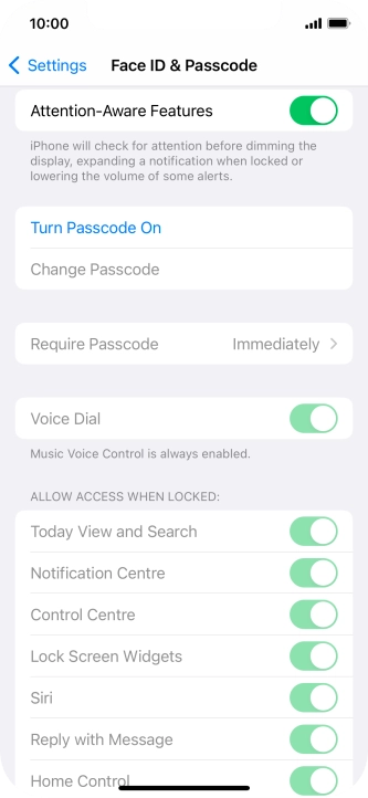 Press Turn Passcode On and key in a phone lock code of your own choice twice.