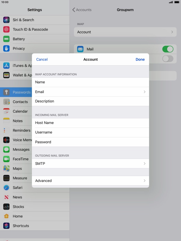 Press SMTP.