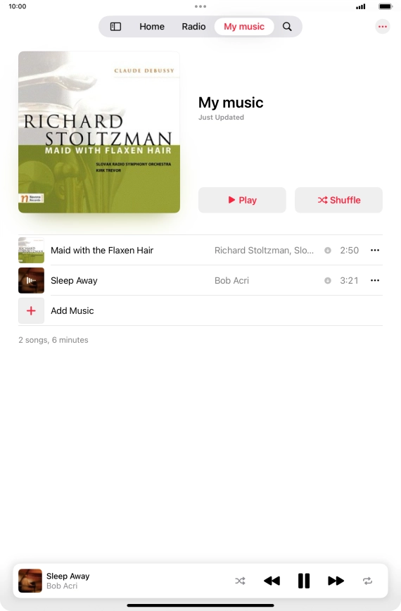 Press the song title. Press the song title.