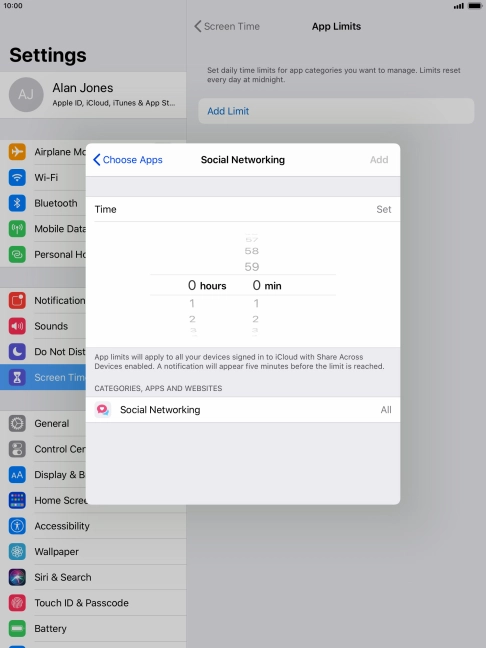 Set the required time limit for use of the selected category. Set the required time limit for use of the selected category.
