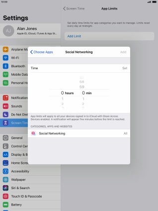 Set the required time limit for use of the selected category. Set the required time limit for use of the selected category.