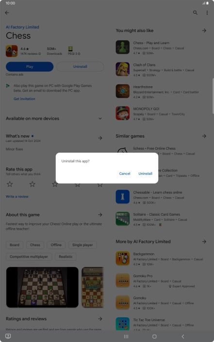 Press Uninstall.