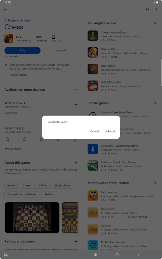 Press Uninstall.
