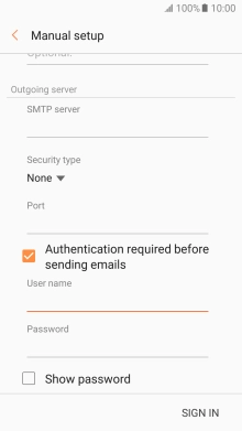If you turn on SMTP authentication, press the field below 