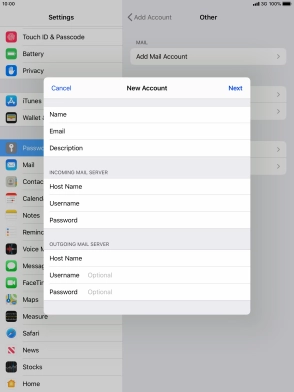 Press Username and key in the username for your email account. Please note that if you're using Vodafone's outgoing server, leave the username field empty. Press Username and key in the username for your email account. Please note that if you're using Vodafone's outgoing server, leave the username field empty.