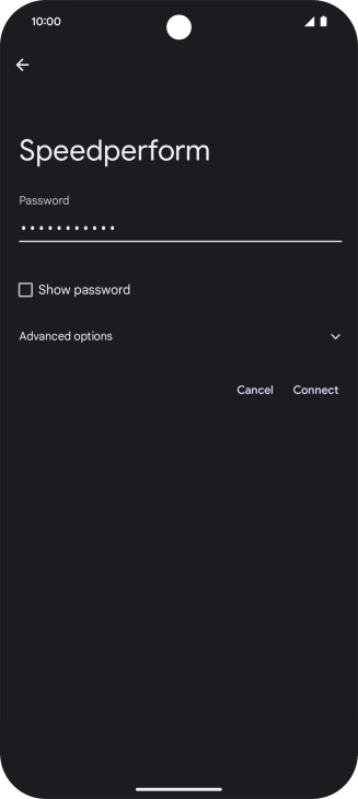 Key in the password for the Wi-Fi network and press Connect.