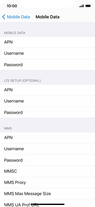 Press APN and key in live.vodafone.com.