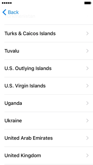 Press the required country or area.
