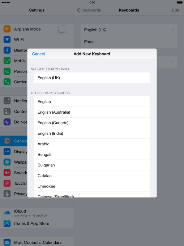 Press the required language to add it.