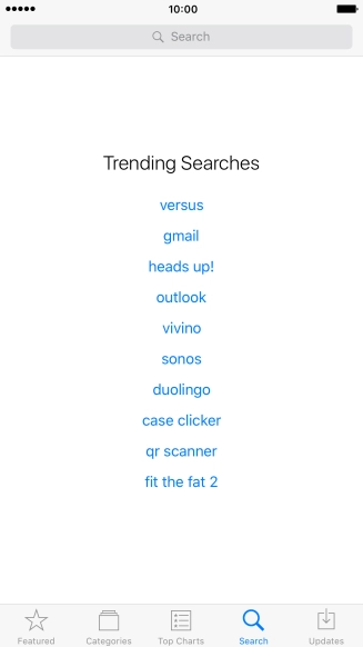 Press the search field and key in the name or subject of the required app.