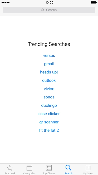 Press the search field and key in the name or subject of the required app.