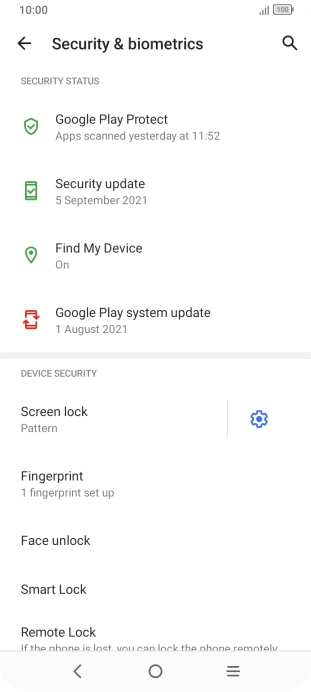 Press Screen lock and key in the additional phone lock code you created earlier.