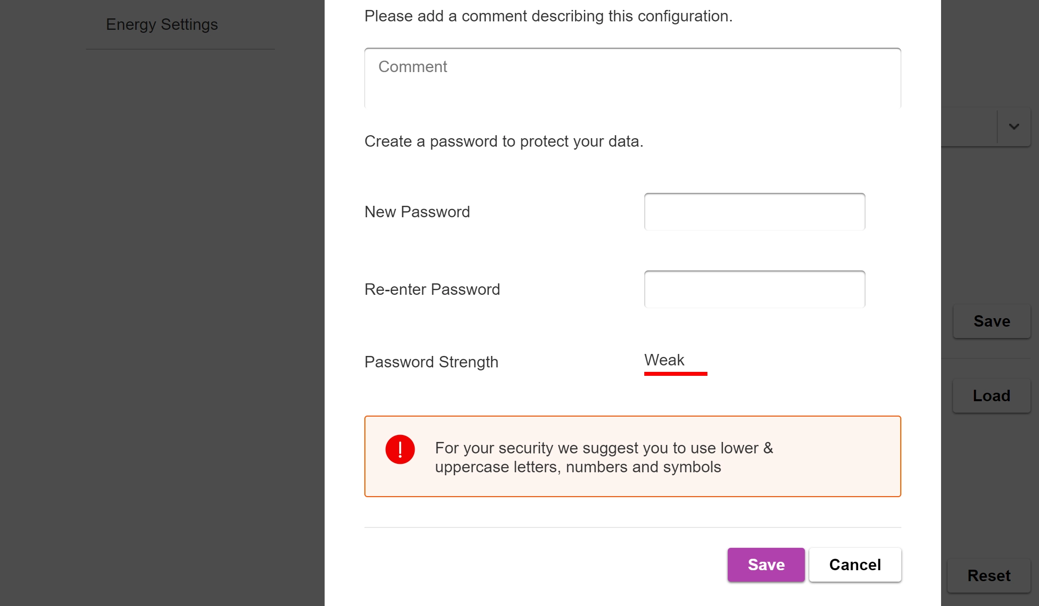Follow the instructions on the screen to create a backup of the existing settings.