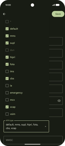 Press mms to turn on the setting.