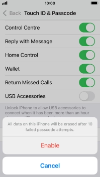If you turn on the function, press Enable. If you turn on the function, press Enable.