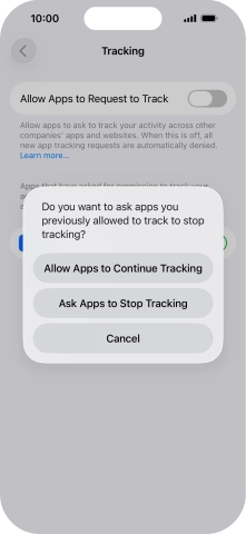 If you turn off the function, press the required setting.