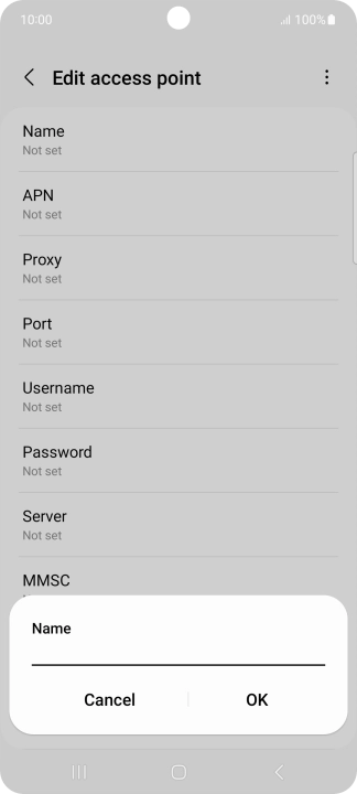 Key in Vodafone Internet and press OK.