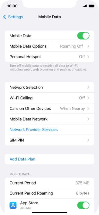 The total data usage is displayed next to Current Period.