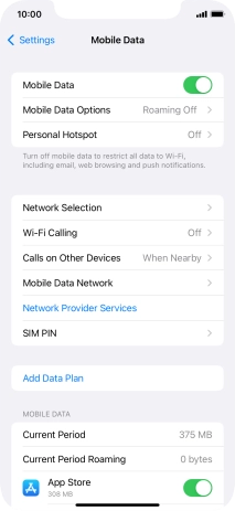 Press Mobile Data Options. Press Mobile Data Options.