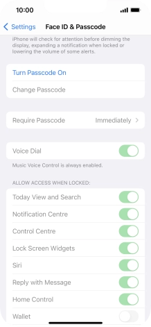 Press Turn Passcode On and key in a phone lock code of your own choice twice.