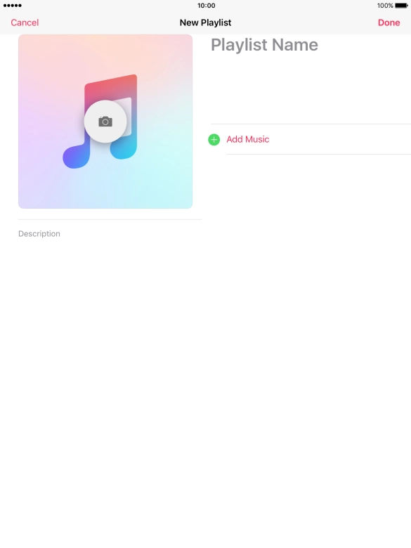 Press the text input field and key in a name for the playlist. Press the text input field and key in a name for the playlist.