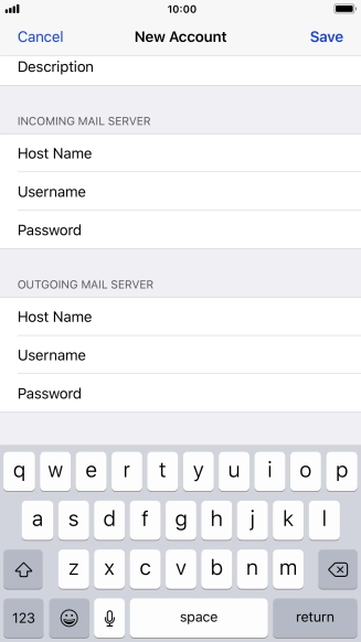 Press Password and key in the password for your email account. Please note that if you're using Vodafone's outgoing server, leave the password field empty.