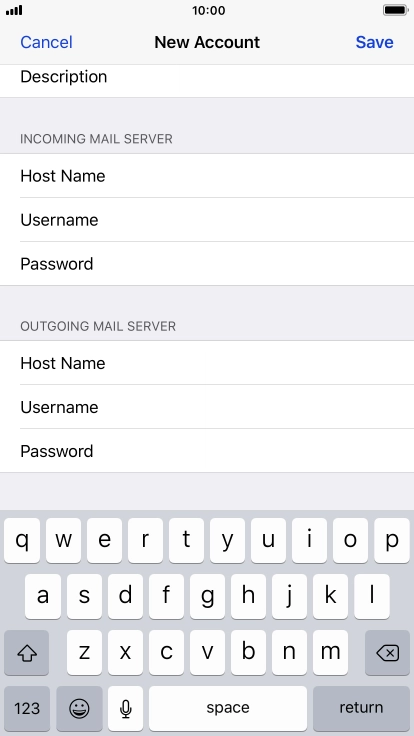 Press Password and key in the password for your email account. Please note that if you're using Vodafone's outgoing server, leave the password field empty.