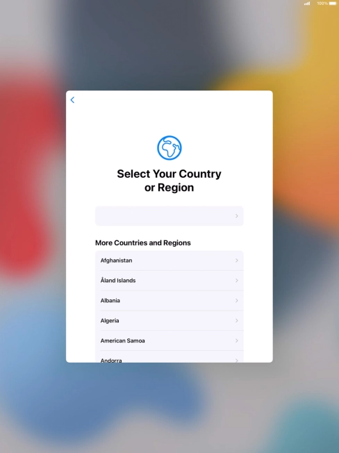 Press the required country or area. Press the required country or area.