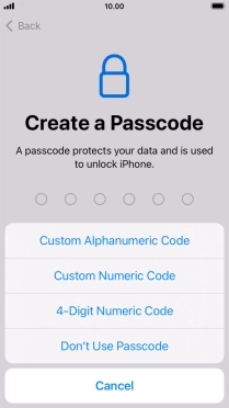 Follow the instructions on the screen to turn on use of phone lock code or press Don't Use Passcode.