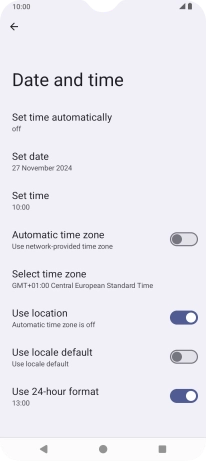 Press Set time automatically. Press Set time automatically.